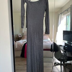 Meshki Shimmering Silver Long Sleeve Dress